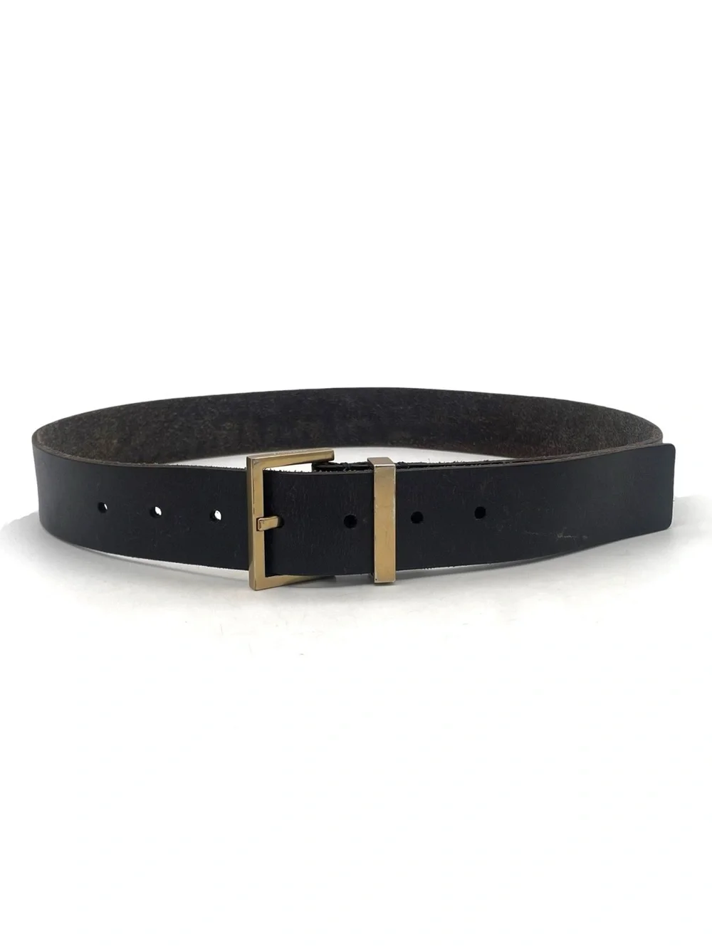 AllSaints Women’s Size S Black Genuine Leather Wide Waist Belt Gold Buckle